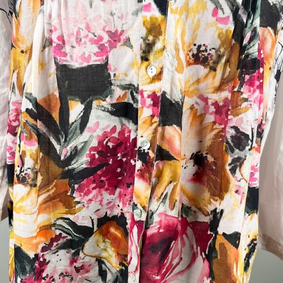Soft Surroundings Champs De Fleur Floral Shirt Blouse L Button Down - Picture 15 of 16